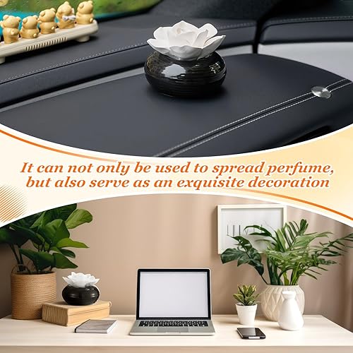 Miniatura 5 de Honeydak Difusor pasivo de aceite esencial de flores de piedra blanca cerámica porcelana floral difusor con recipiente, no eléctrico, hecho a mano,