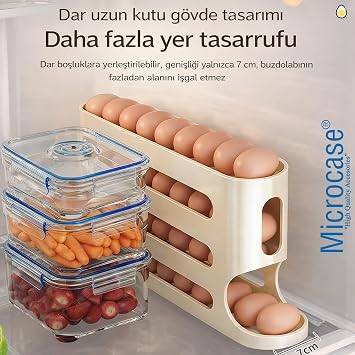 Microcase ABS Plastik Dolapiçi Yuvarlanır Tip Yumurta Organizer ve Standı AL5452 (Füme)