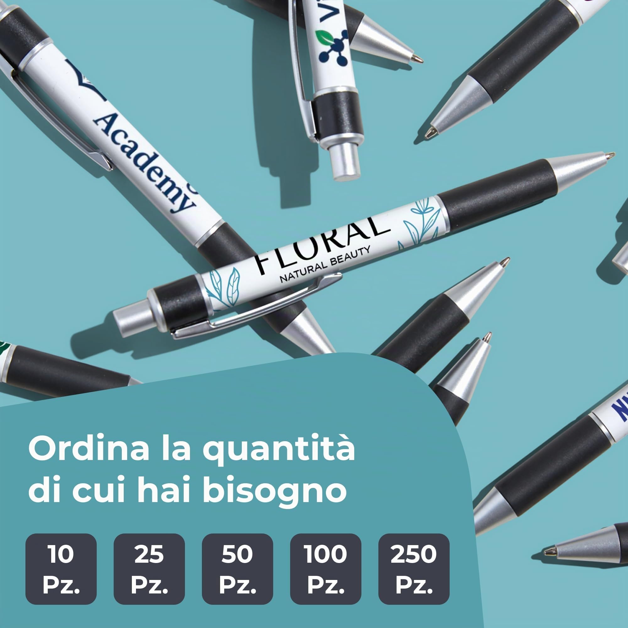 Cimpress Penna Personalizzata con Inchiostro Nero, 25 unità, Stampa Completa con Testo o Logo, con Impugnatura Antiscivolo, Ideale per Insegnanti ed Eventi
