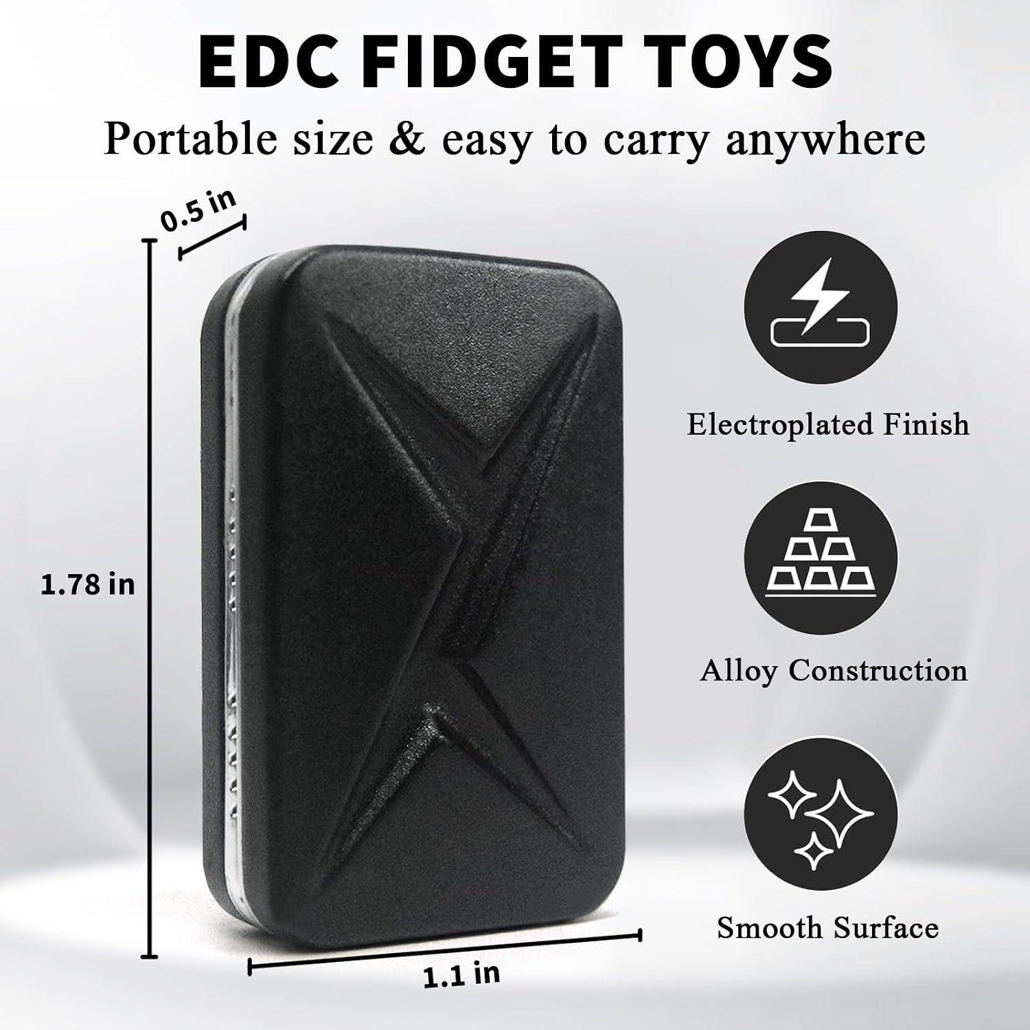 SKEDC Mountain Metal Fidget Slider ,Fidget Slider for Adults, Executive Desk Toy Fidgets for Adults, Stress Relief Gift for ADHD/ADD/Autism (1st Gen Black)
