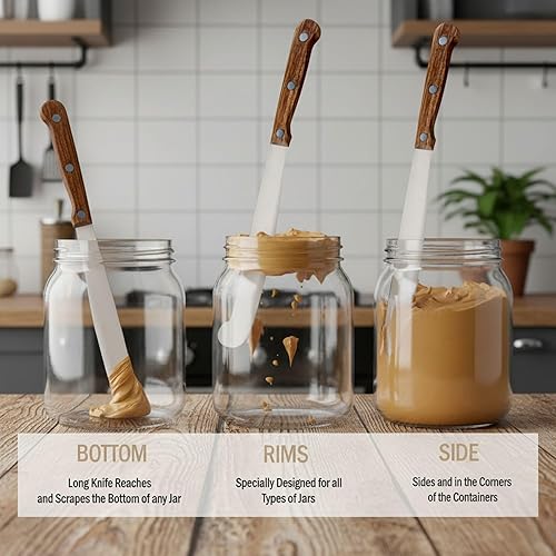 Miniatura 6 de Performore 2 cuchillos esparcidores, cuchillo de mantequilla de maní de 12 pulgadas que funciona muy bien con frascos y cuchillo corto de 5