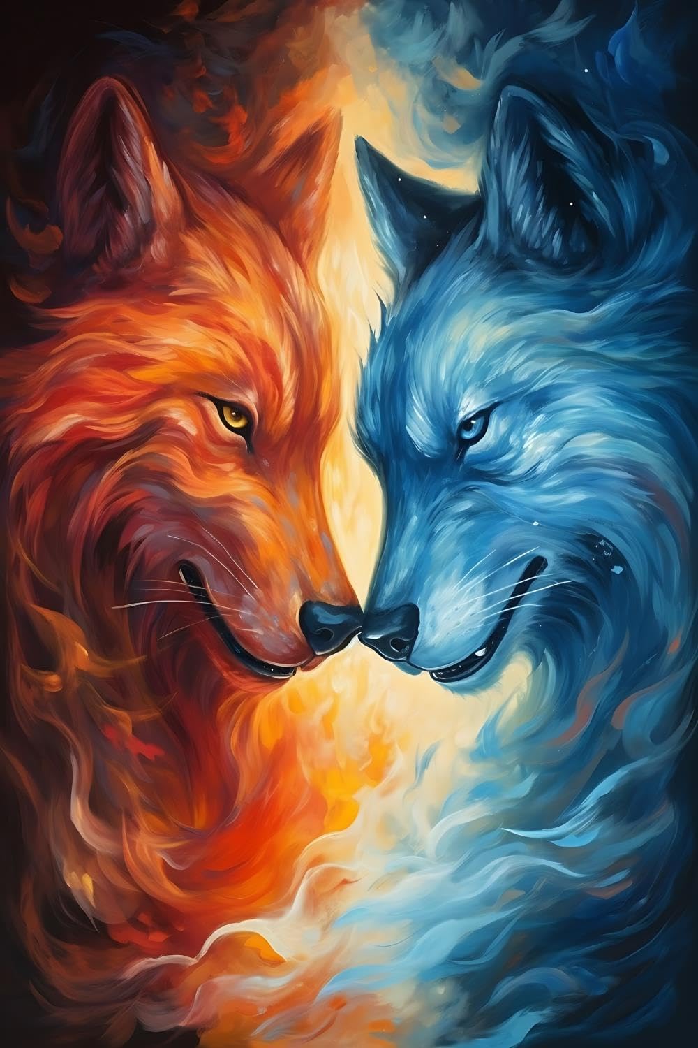 Compr Wolf Diamond Painting Art Kits for Adults Paint by Diamond Kit Round Embroidery Full Drill Gems Painting with Diamonds for Gift Wall Decor 12x18 inch