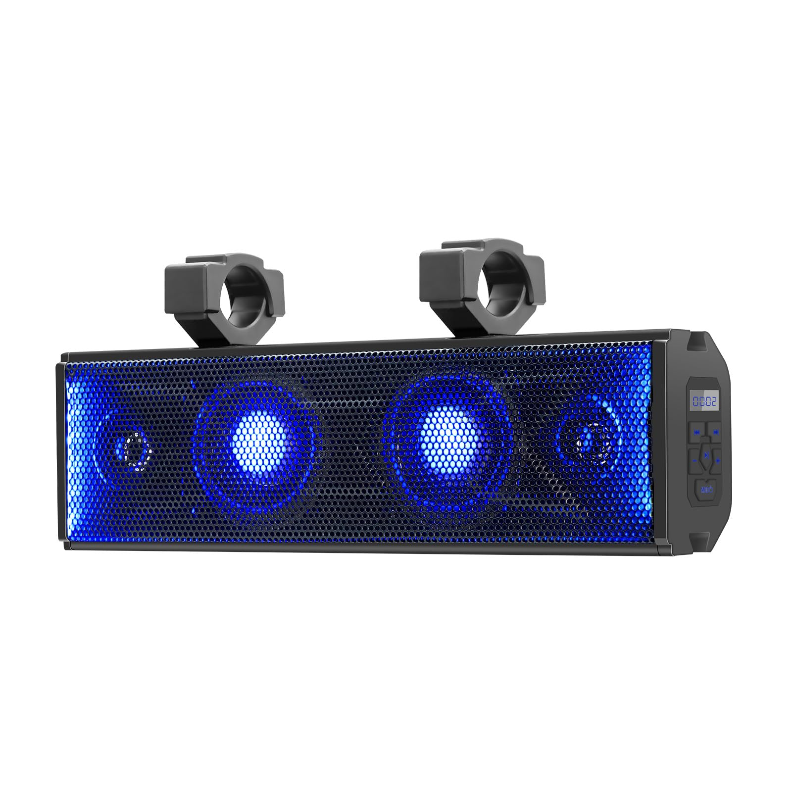 Purevox UTV Sound Bar 16 Inch 4-Speaker ATV SoundBar UTV Sound System SXS Speakers Waterproof Bluetooth Connectivity with Multicolor LED Lighting for UTV ATV Golf Cart Marine Boat