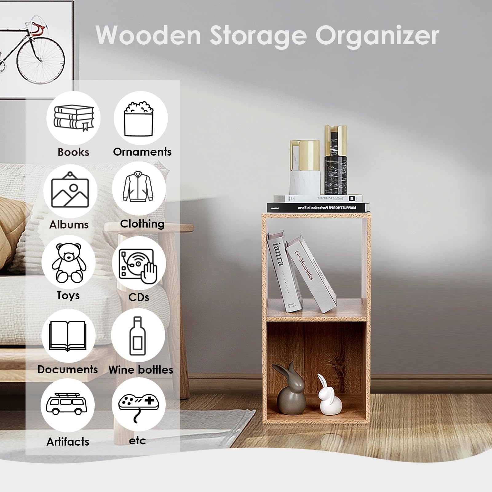 PACHIRA Libreria A Cubi 2 Scomparti – Grigio, 90x90x29,5 Cm – Scaffale Multiuso In Legno Per Soggiorno, Ufficio, Camera - 2