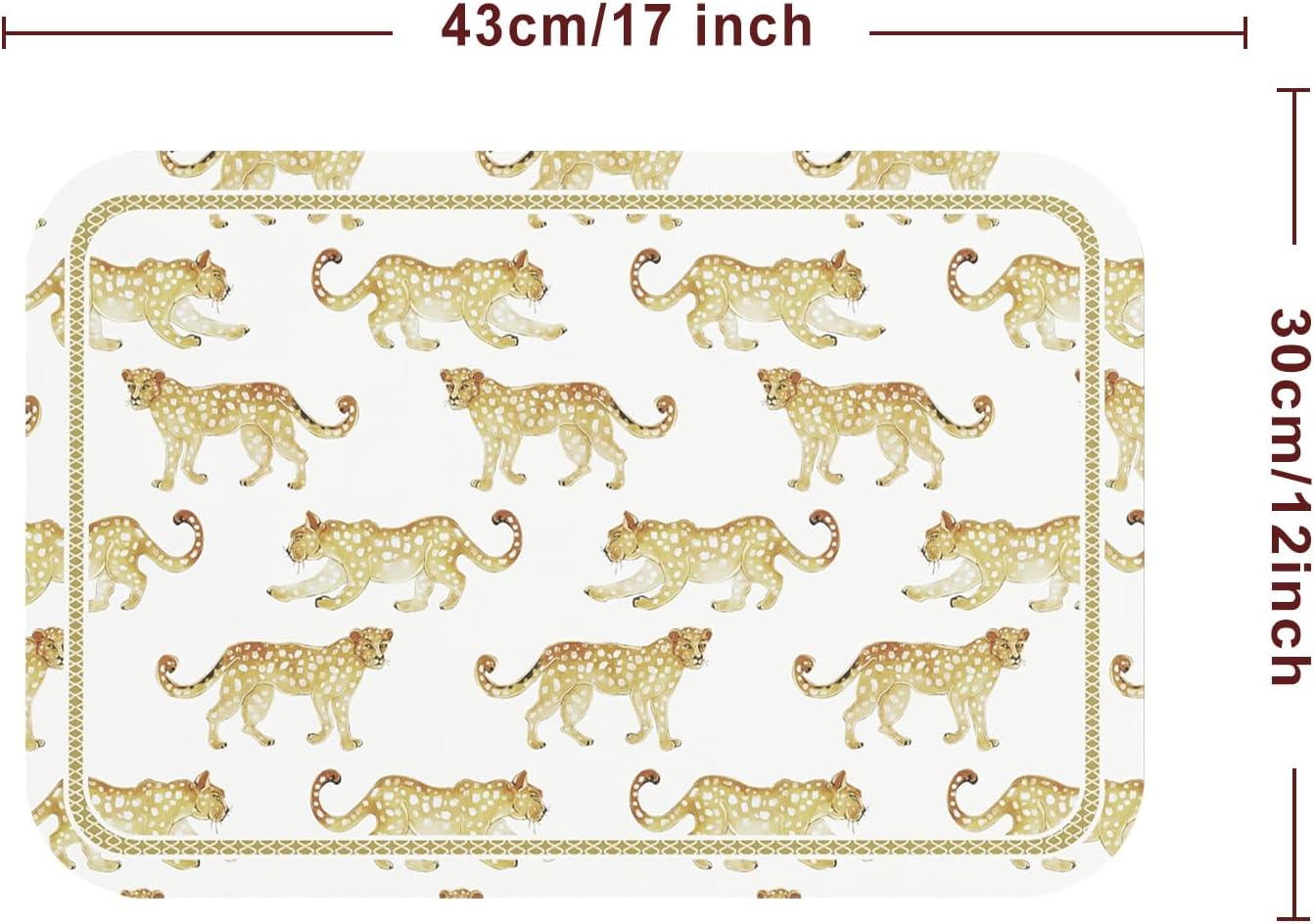 Condition photo showing As Is for patdrea designer vintage french pvc placemats set of 6,12"x17"-fromm c | leopard print pattern,table mats decoration for dining table,kitchen and coffee,waterproof insulation,durable fromm c 12x17 inches