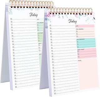 2 Packs To Do List Notepad, Totally 208 Pages To Do List Notebook A5 Undated Daily Planner Notepad with Task Checklist Home Office School Supplies, Green & Pink