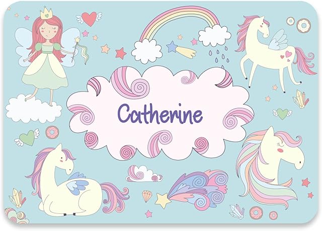 Personalised Placemats for Kids by Paper Themes Childrens Named Table mat- Unicorn Dreams