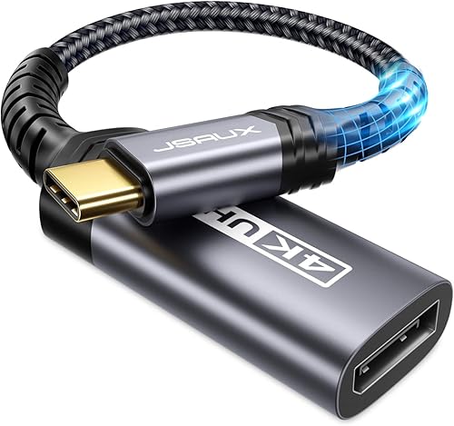 JSAUX Adaptador USB C a DisplayPort 4K a 60Hz, tipo C a puerto de pantalla, adaptador de cable compatible con iPhone 17 Pro/15, MacBook Pro 2019