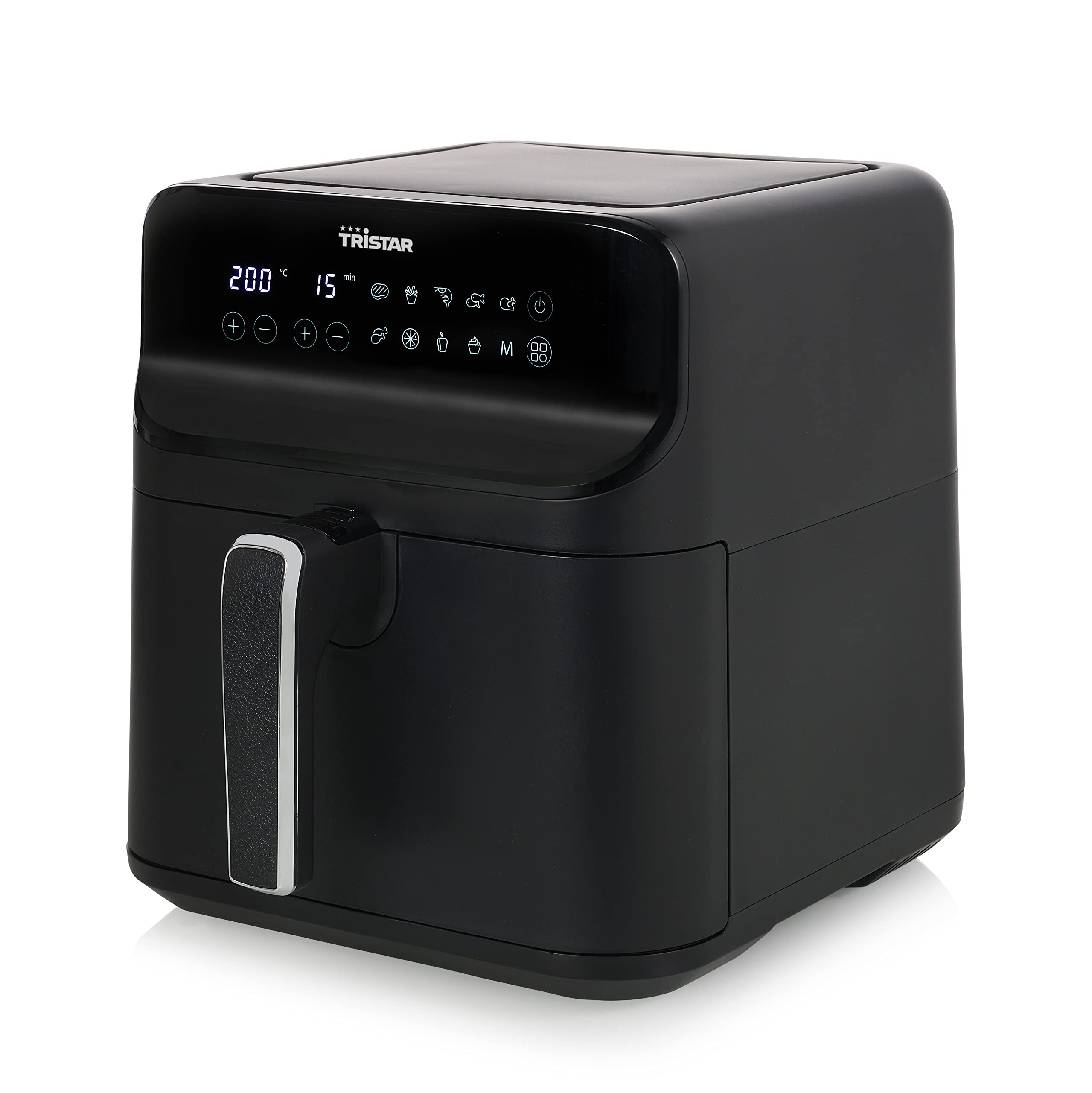 Tristar Freidora sin Aceite 6 L Digital, Airfryer para 1,5 kg Patatas, 9 Programas, Pantalla LED Táctil, Hasta 70% Ahorro Energético, 1350 W, Negro Mate, FR-9025