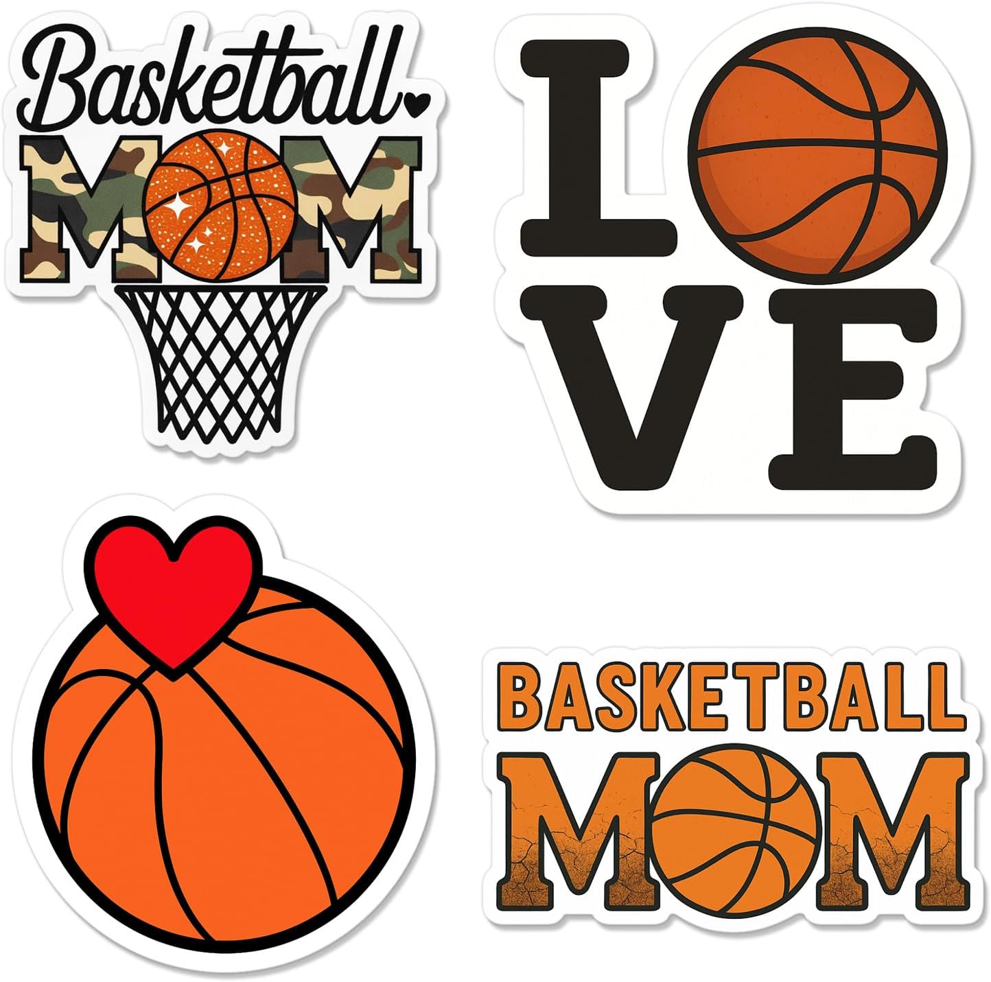 4 Pcs Basketball Mom Stickers Basketball Mom Gifts Waterproof Vinyl