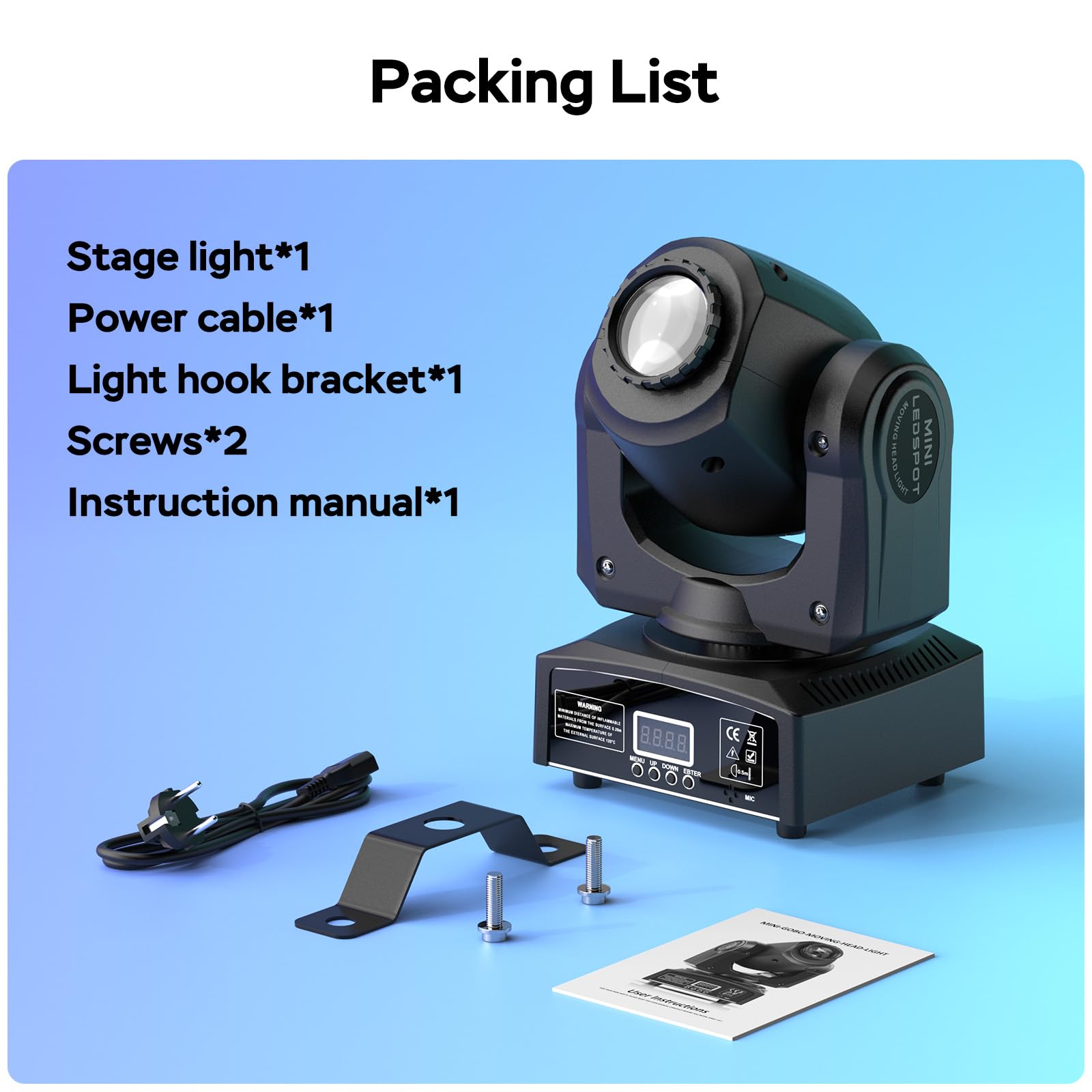 Mini 50W Moving Head LED Beam Bühnenlicht RGBW Partylicht DMX512 Soundsteuerung 2 Stück