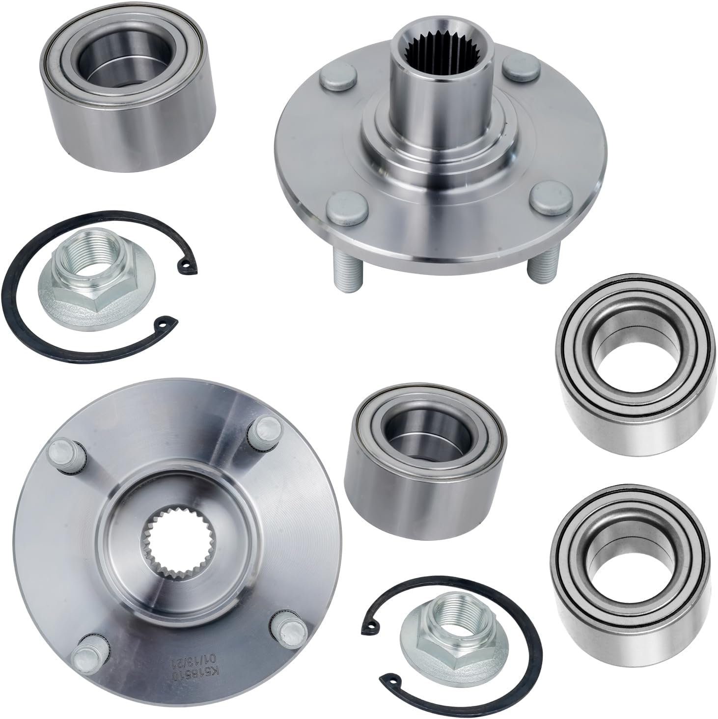 Detroit Axle - 4pc Front Wheel Bearing Hubs and Rear Wheel Bearings for 2000-2008 Ford Focus with Rear Drum Brake Models 4 Lugs