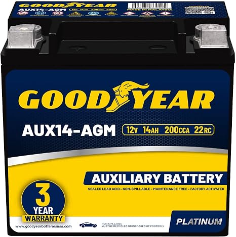 Goodyear AUX14-AGM BCI Group Size 400 12V 14 AH, 22RC,