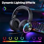 Monster Mission 320 Gaming Headset for PS5, PS4PC,Switch,Noise Cancelling Over Ear Headphones with Mic, LED Light