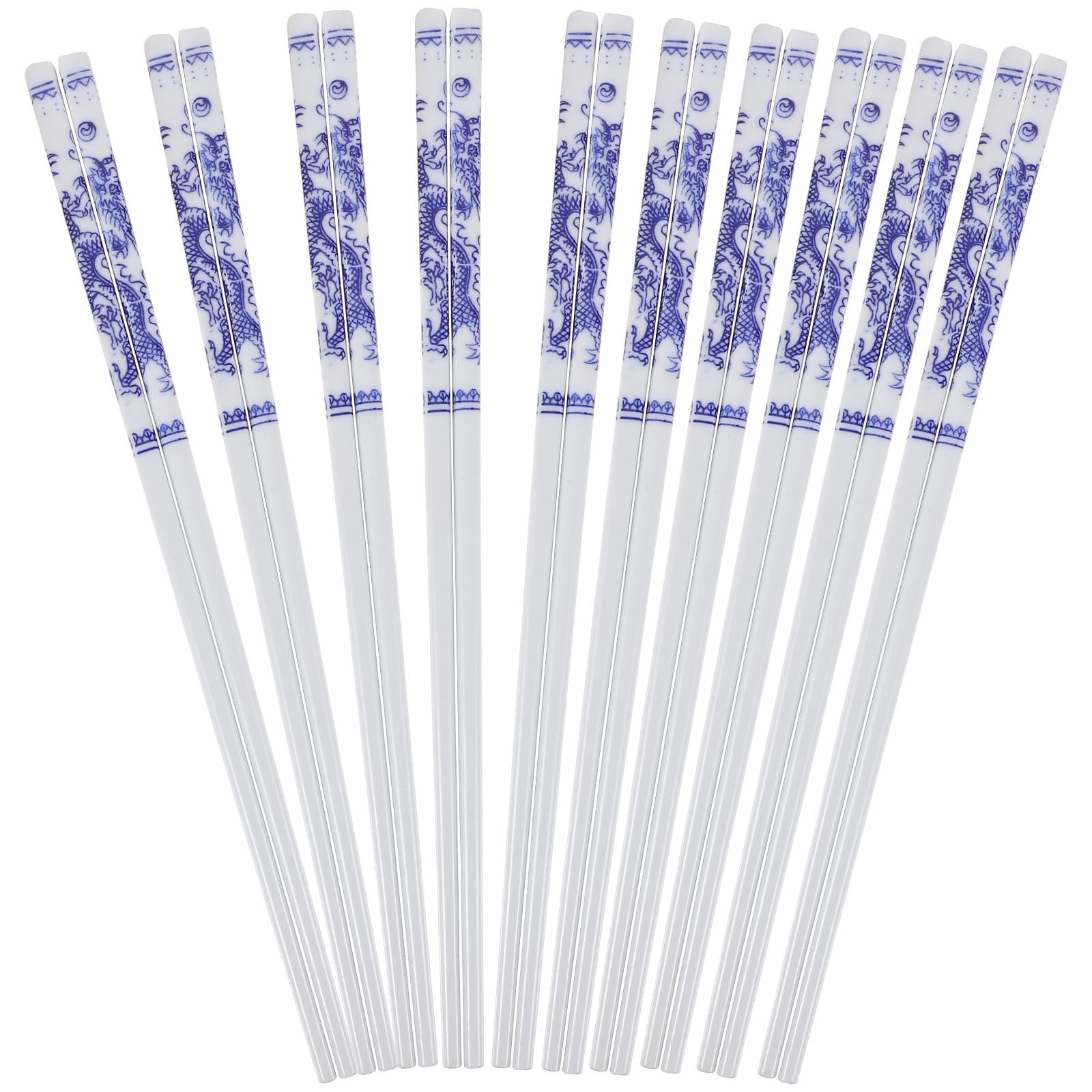 Palillos de cerámica azul y blanco RUNROTOO redondos resistentes para cena familiar