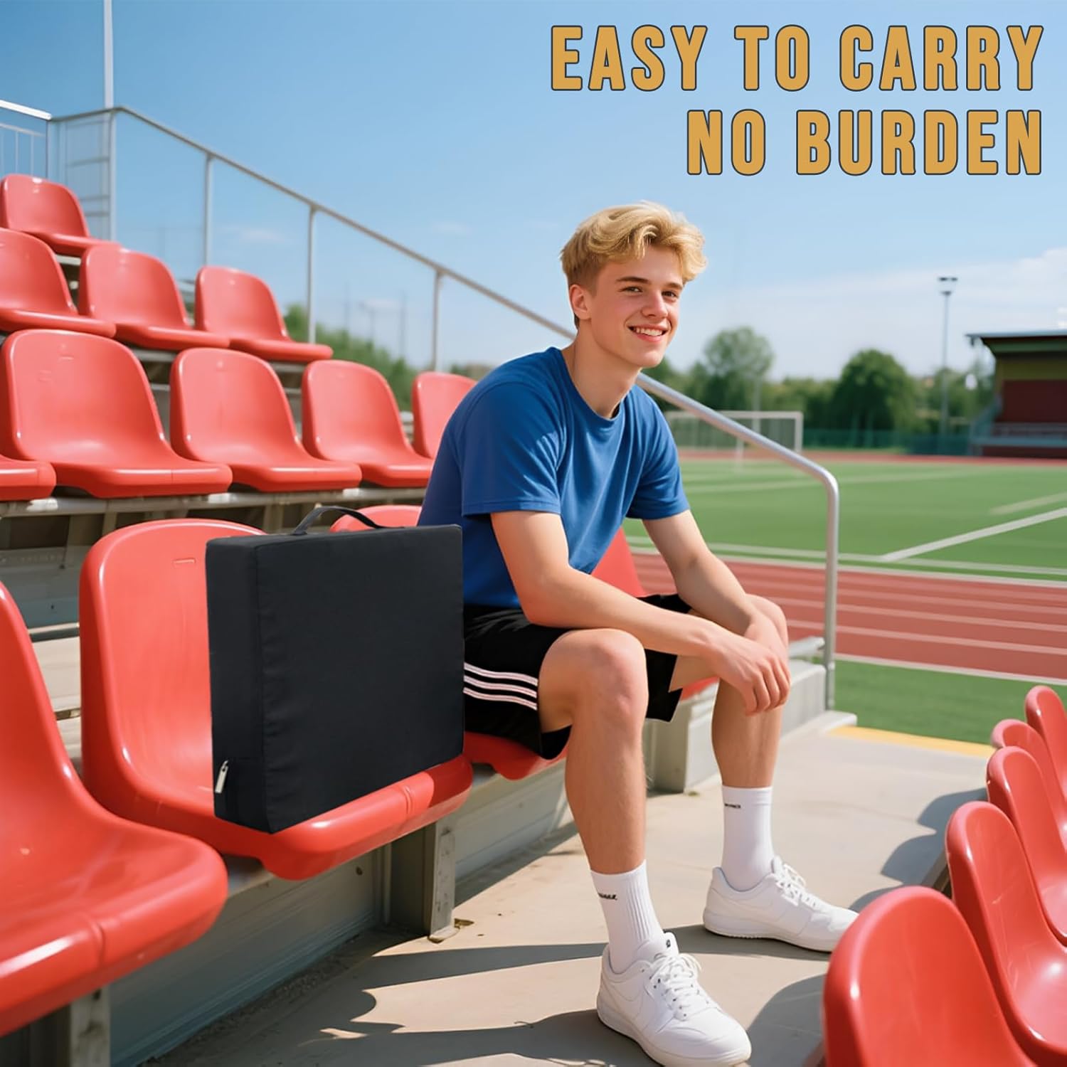 スタジアムシートクッション 厚さ3.15インチ ポータブル ハンドル付き ブリーチャークッション 屋内/屋外イベント用 防水チェアパ