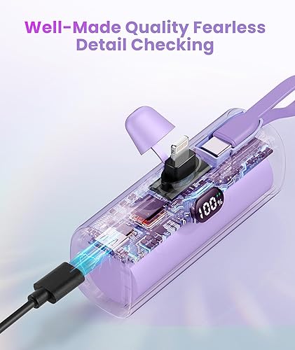 Miniatura 7 de Mini cargador portátil para iPhone 1514 Pro Max integrado, cable USB C, batería externa, pantalla digital para iPhoneSamsung Galaxy Z