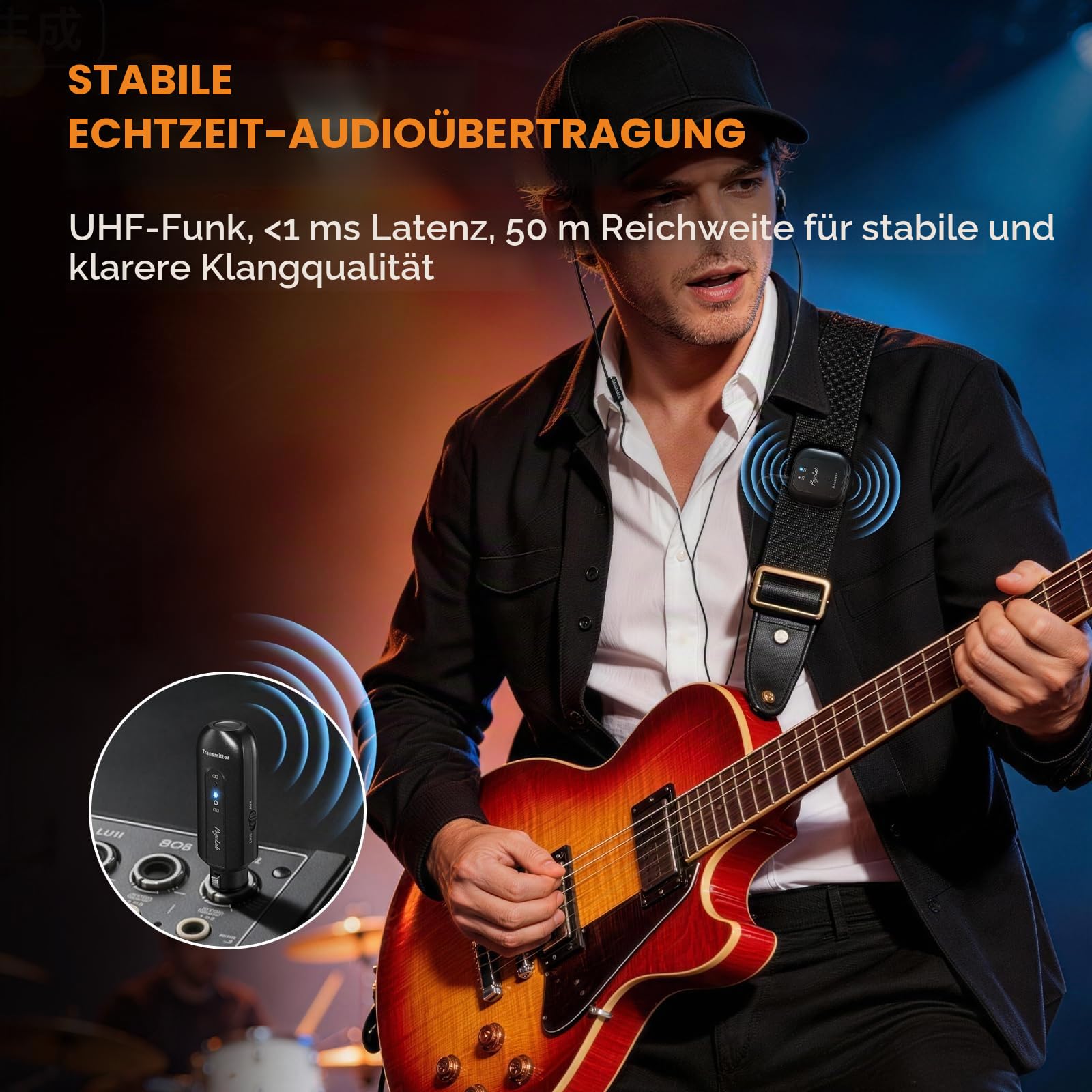 POGOLAB UHF In-Ear-Monitorsystem mit XLR-Anschluss, tragbares kabelloses In-Ear-Monitorsystem mit Lautstärkeregler und 2 Eingangsmodi, ideal für Bandproben, Live-Auftritte, Studio-Einsatz