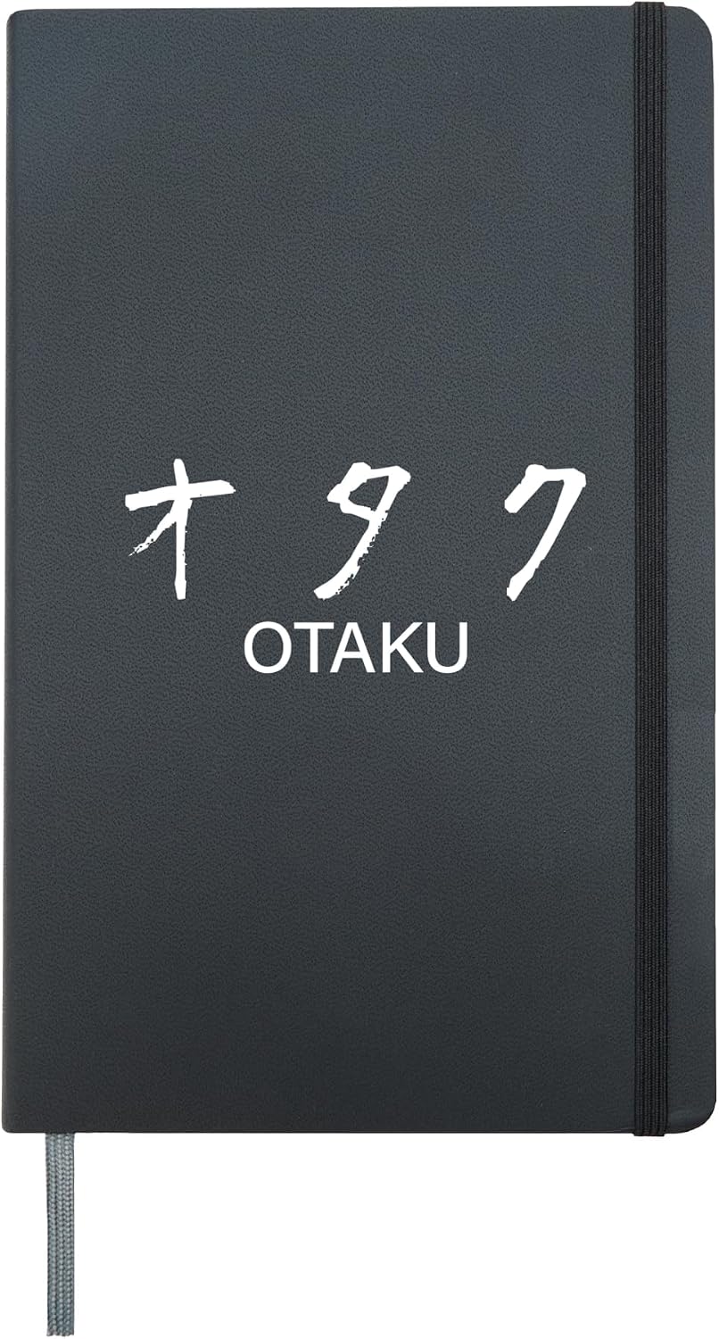 Otaku Kanji Japanese Minimalist Aesthetic Anime Lover Hardcover Journal, Black