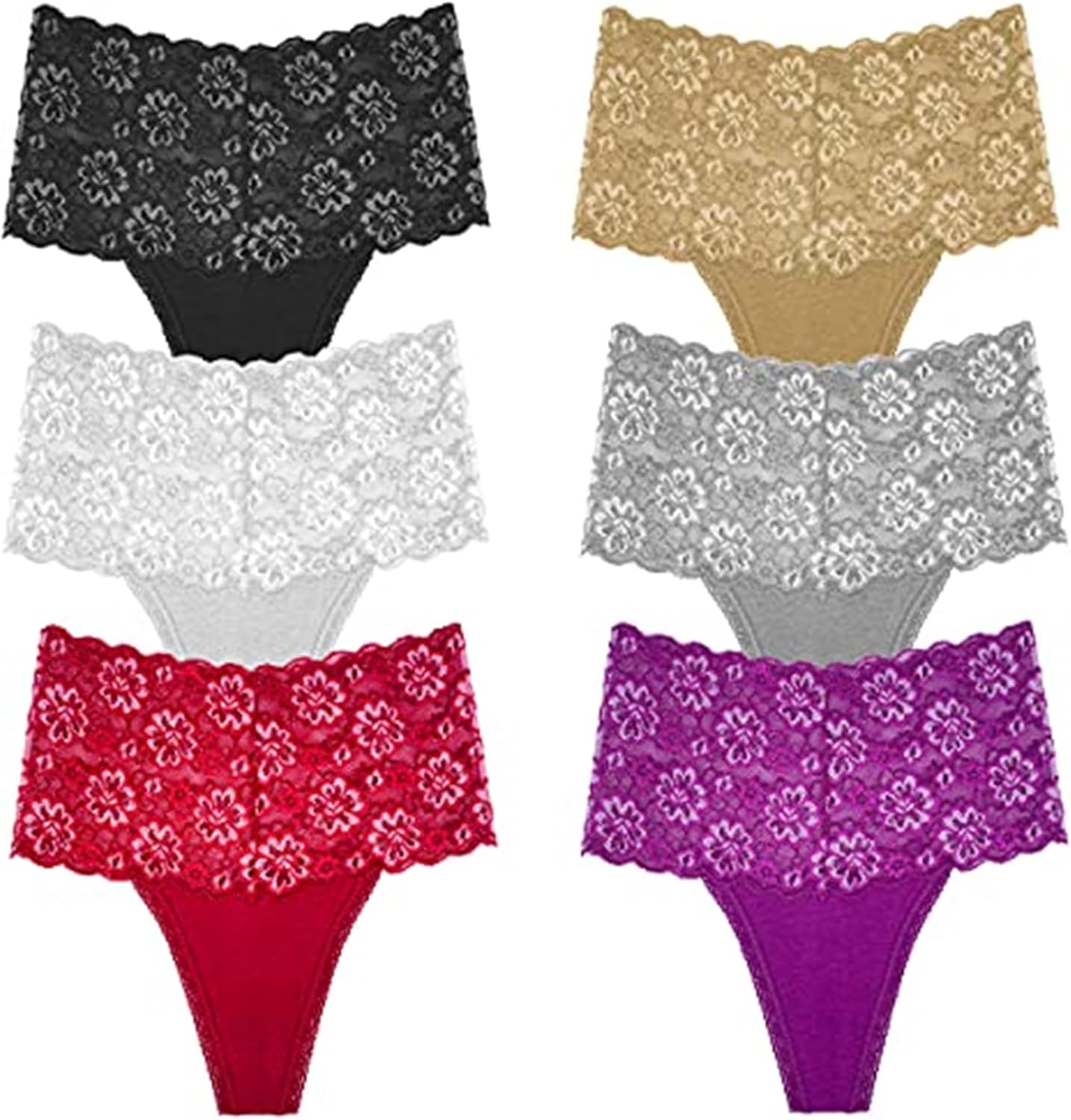 High Waisted Thong Underwear Tummy Control Panties Cotton Lace Thongs Size S-4XL - Image 3