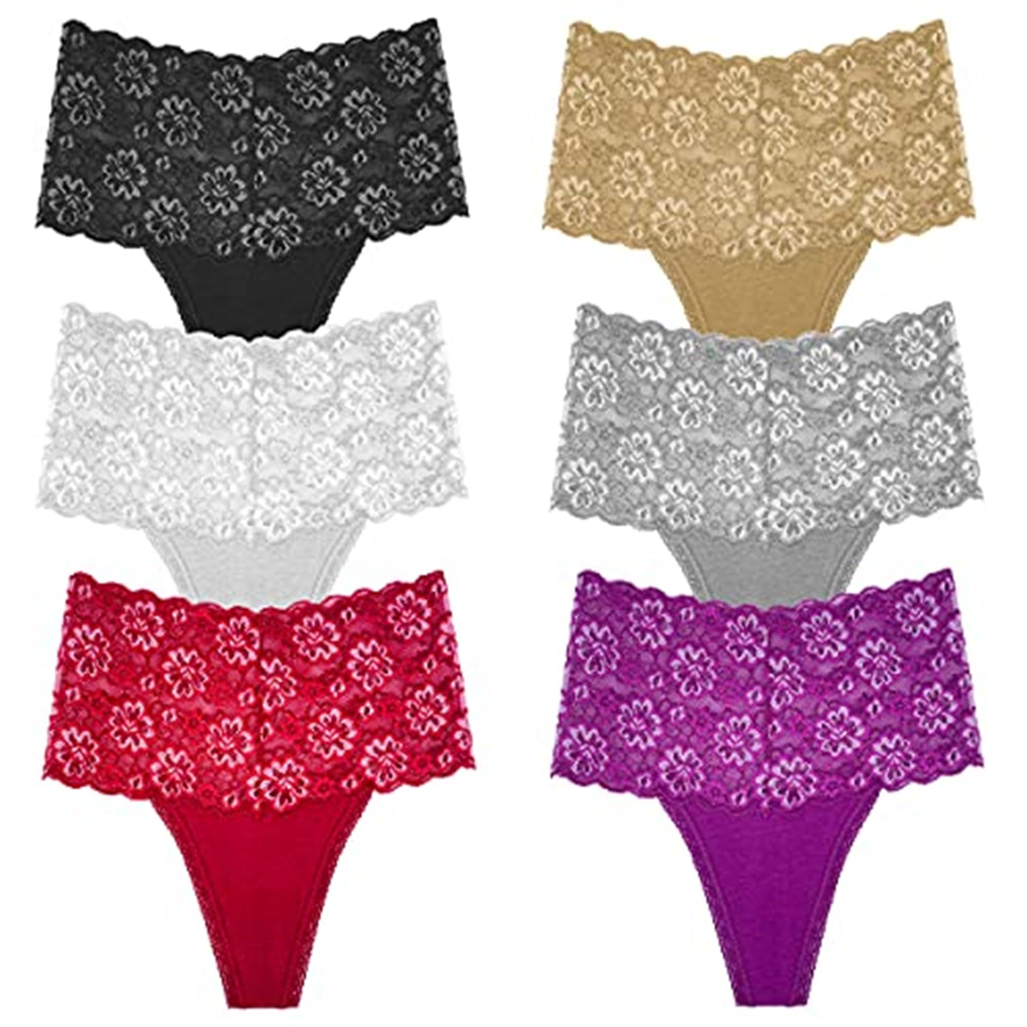 Tanga de cintura alta con control de abdomen, encaje, de algodón, tallas S-4XL, XXL