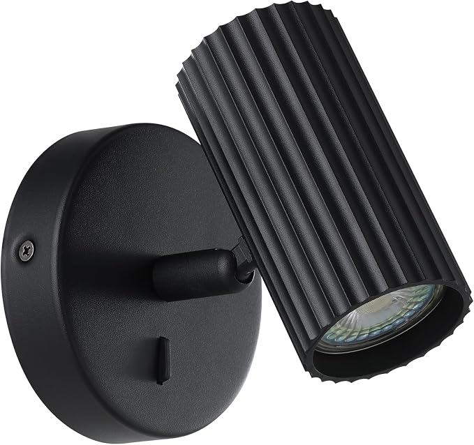 Eglo Portillo Lámpara de pared, para interior, iluminación para dormitorio con foco orientable, ideal como de lectura, fabricada en metal de color negro y con casquillo GU10