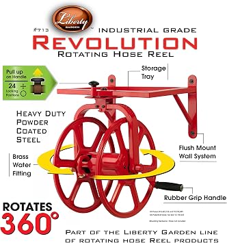 Liberty GARDEN 713 Revolution Multi-Directional Garden Hose Reel, Red
