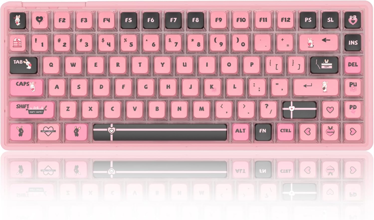 Blue Light Up Transparent Mechanical Keyboard,Light84 RGB Backlight Gaming Wired Keyboards with Crystal Switch and Sublimation PBT Capkeys,70% Percent E-Sports for Windows PC MAC (California Holiday)