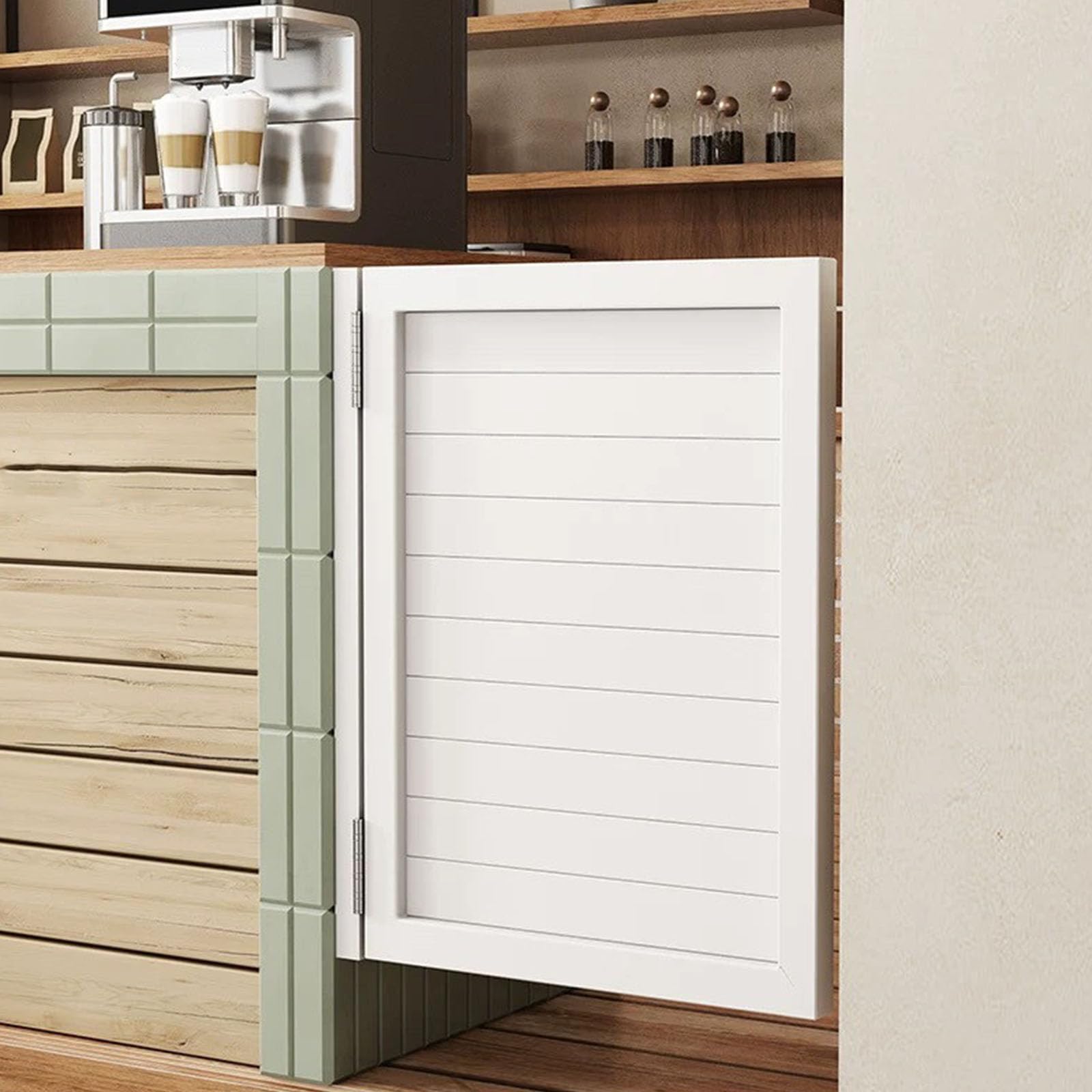 Puertas batientes para bar, puerta individual de madera maciza para interiores, apertura a 180°, bisagras de acero inoxidable, adecuadas para cocinas, escaleras y entradas, dormitorios, color blanco