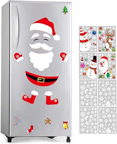 Imán de nevera de Papá Noel para refrigerador, decoraciones navideñas, juego de 18 piezas y 8 calcomanías para ventanas sin arañazos