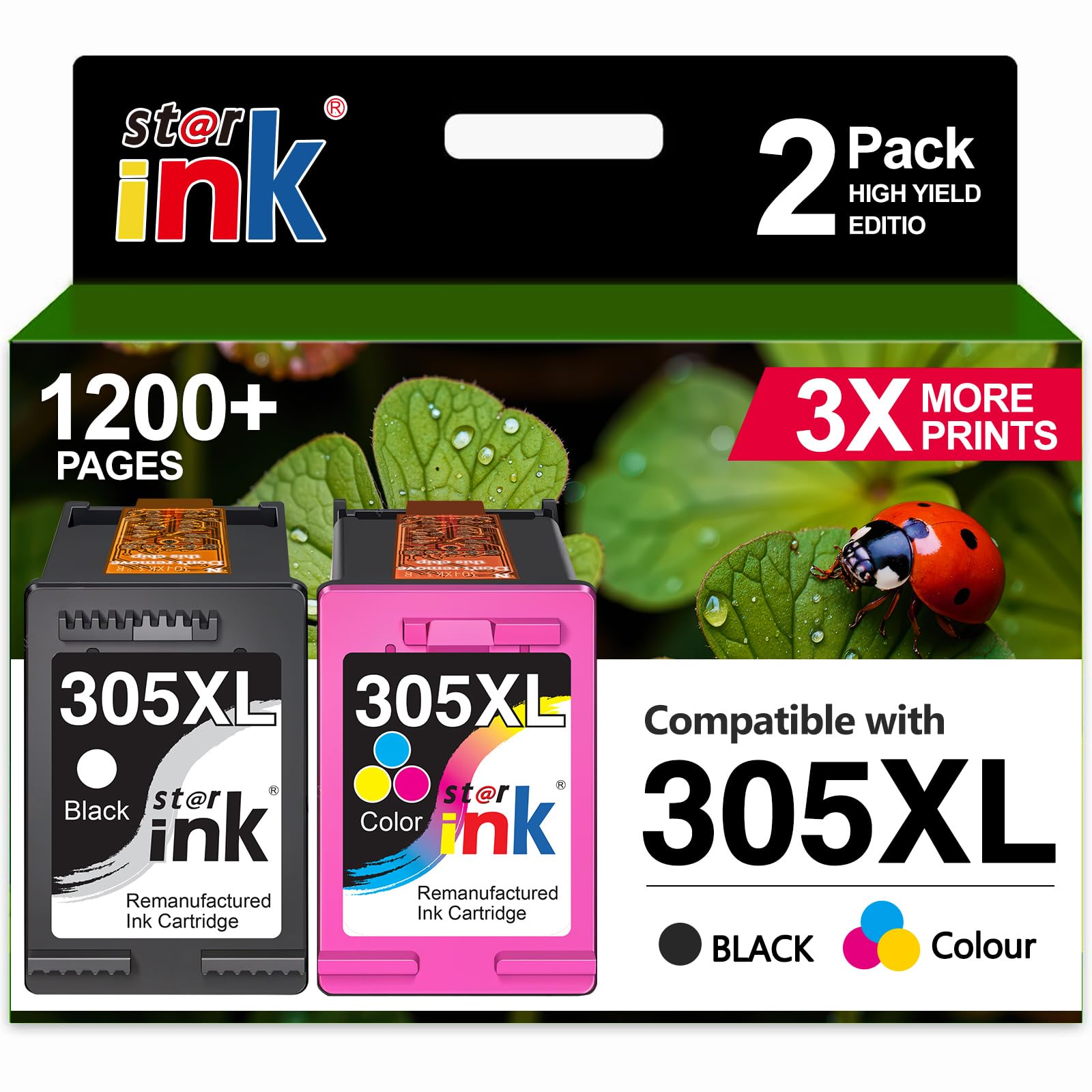 305XL Ink Cartridges Black and Colour Replacement for HP 305 2800e 2810e