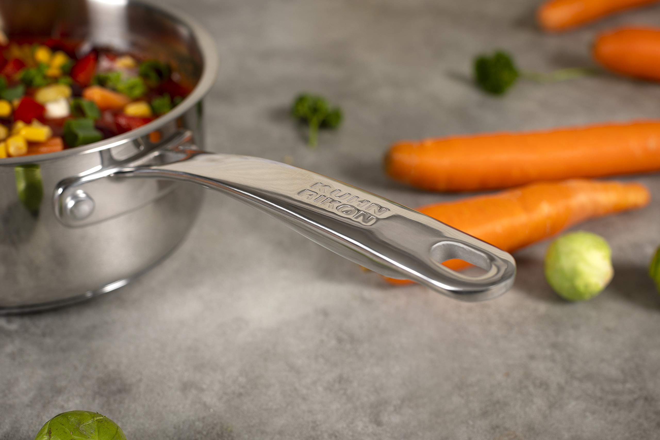 KUHN RIKON Allround, Cazo para para horno e inducción con tapa de cristal, 16 cm/1,5 litros ,Acero inoxidable