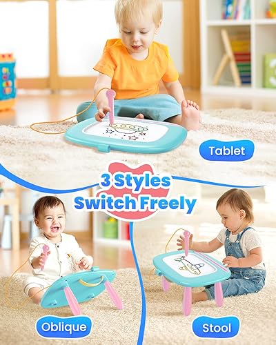 Miniatura 2 de Tablero magnético de dibujo, juguete para niñas pequeñas de 1 a 2 años, almohadilla de tablero de garabatos, juguete educativo y educativo para