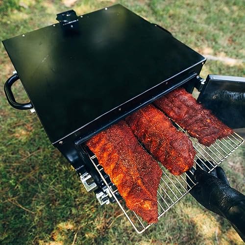 Miniatura 5 de Ash & Ember - Parrilla ahumadora de flujo inverso, ahumador vertical de carne, caja de acero duradera para cocinar al aire libre, cámaras aisladas,