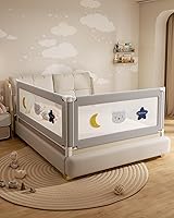 Vista 11 de Barandilla protectora para cama de bebé para niños pequeños, rieles reforzados de 54 pulgadas para cama completa con altura ajustable, barandilla