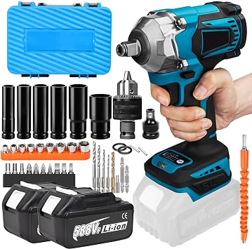 iMeshbean 21V Cordless Impact Wrench,900Ft-lbs 1200N.m High Torque 1/2 impact gun Brushless Impact Wrench,Electric Power Impact Driver with 2 x 5.5AhBattery for Car/Truck RV/Mower Model A