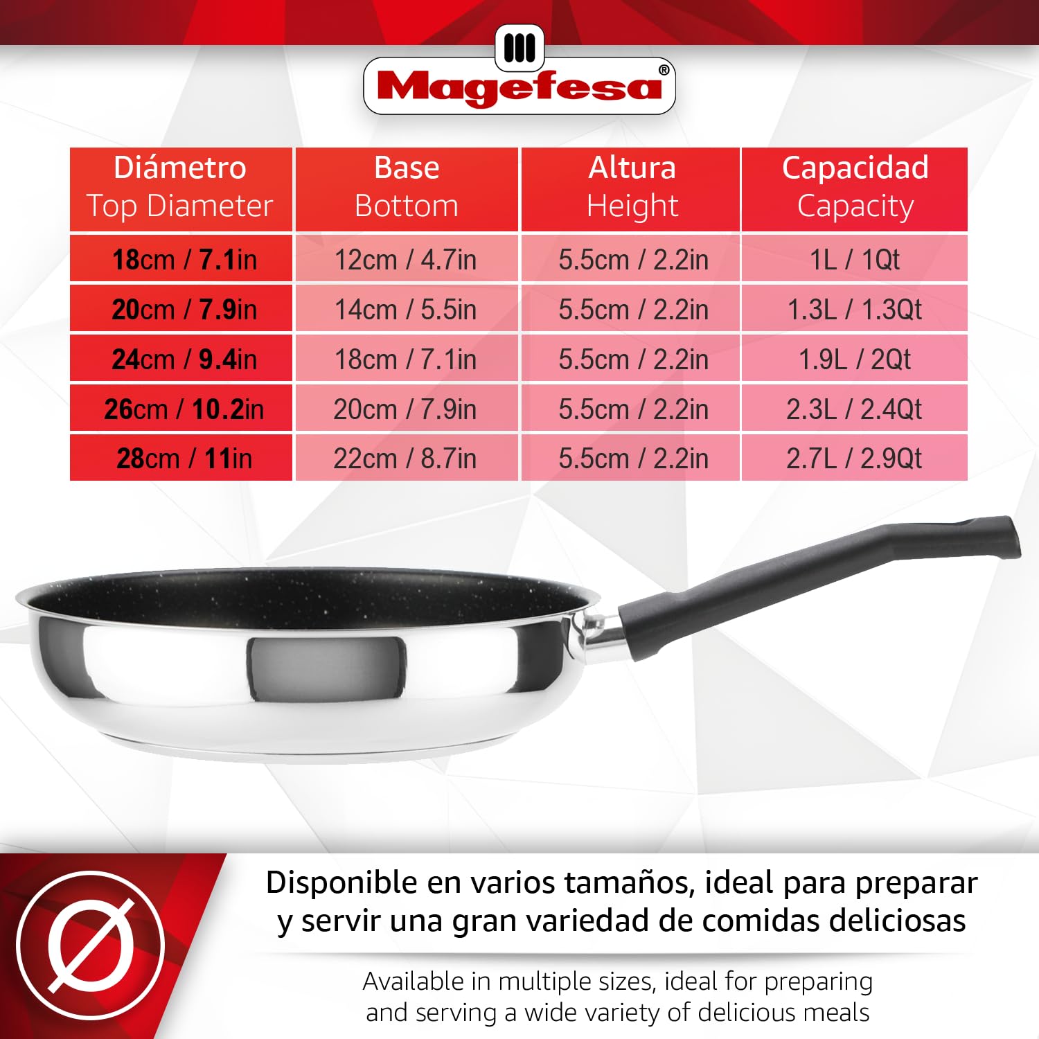 MAGEFESA Deep Galax Juego de Sartenes 18 + 26cm | Acero Inoxidable