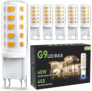 VOLIVO G9 LED Bulb 4W, 40W T4 G9 Halogen Replacement, 2700K Warm White, Ceramic Bi Pin Base, No Flicker 120V 450 LM 360°Beam Angle, G9 Light Bulbs for Chandelier, 6 Pack, Non-Dimmable