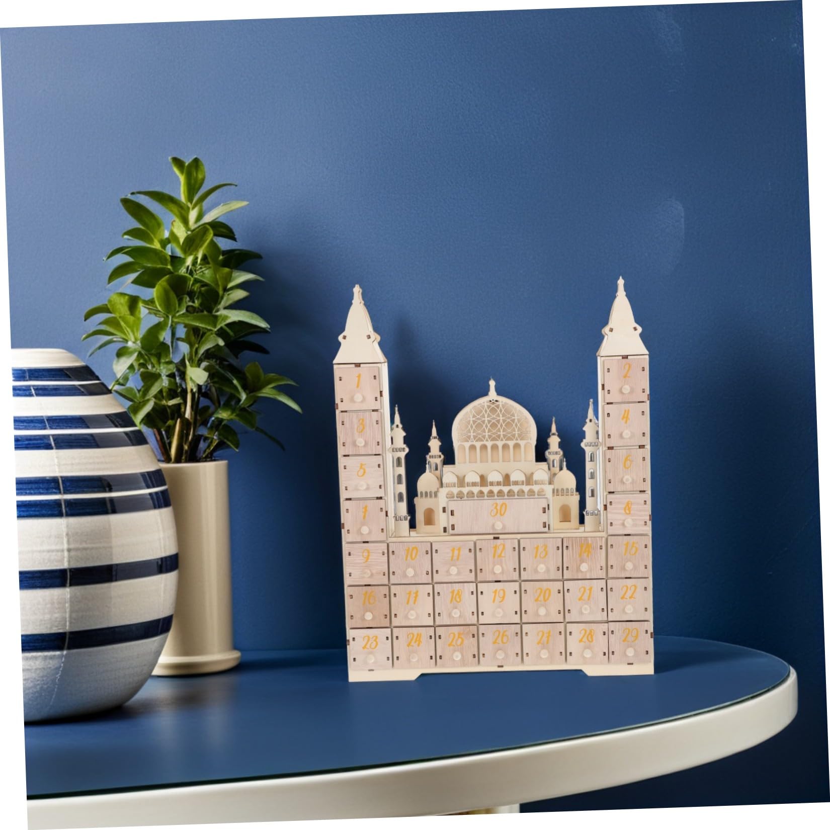 iplusmile Calendario Decorazione Compatta per Ramadan Conto alla Rovescia in Legno con 30 Festa Eid Mubarak e Arredamento per Famiglia