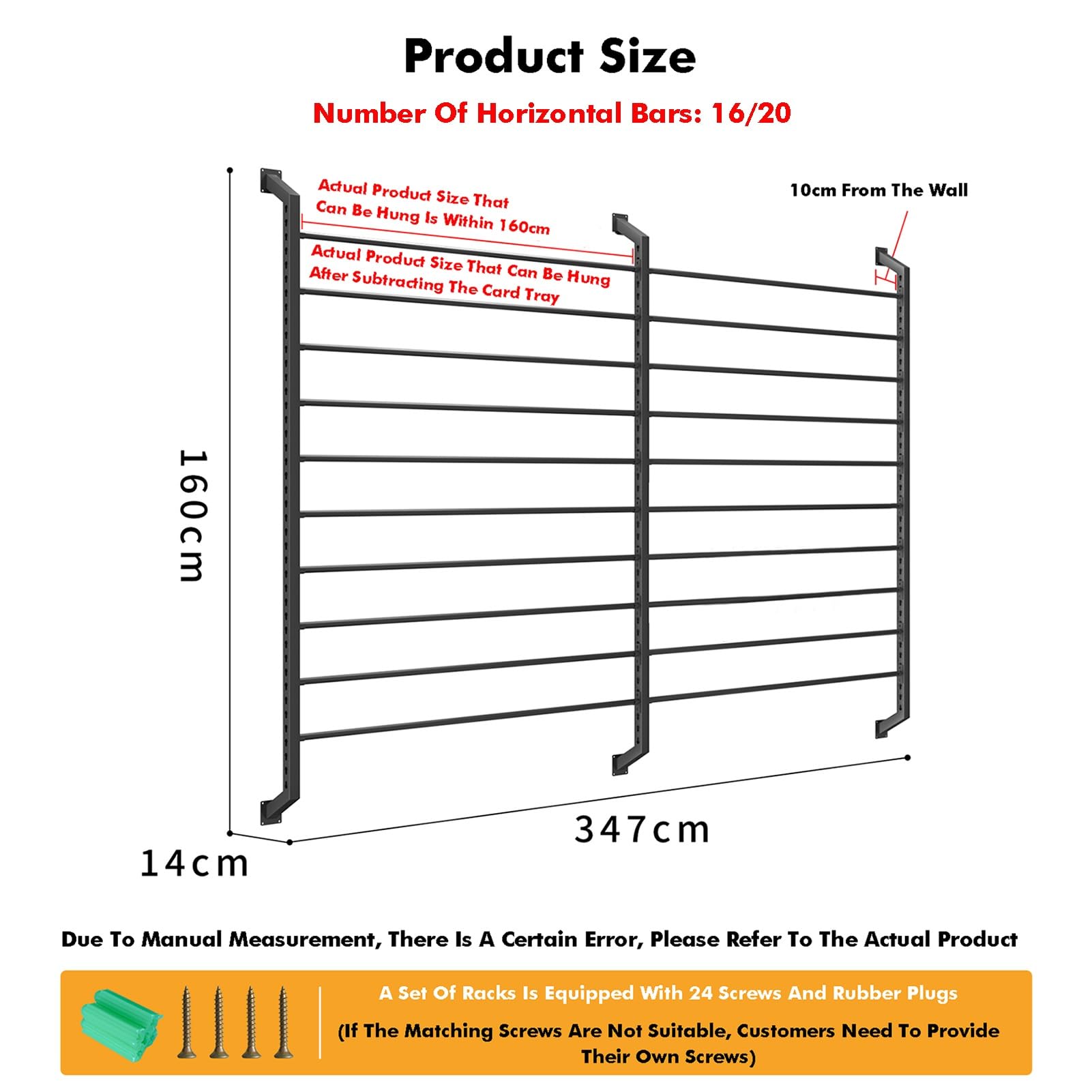 Estante de almacenamiento de tela con barra ajustable para colgar en la pared