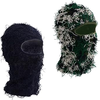 TFTSR 2 Pack Distressed Balaclava Ski Mask for Men,Shiesty Yeat Knitted Face Mask for Cold Weather,Women Winter Full Covering
