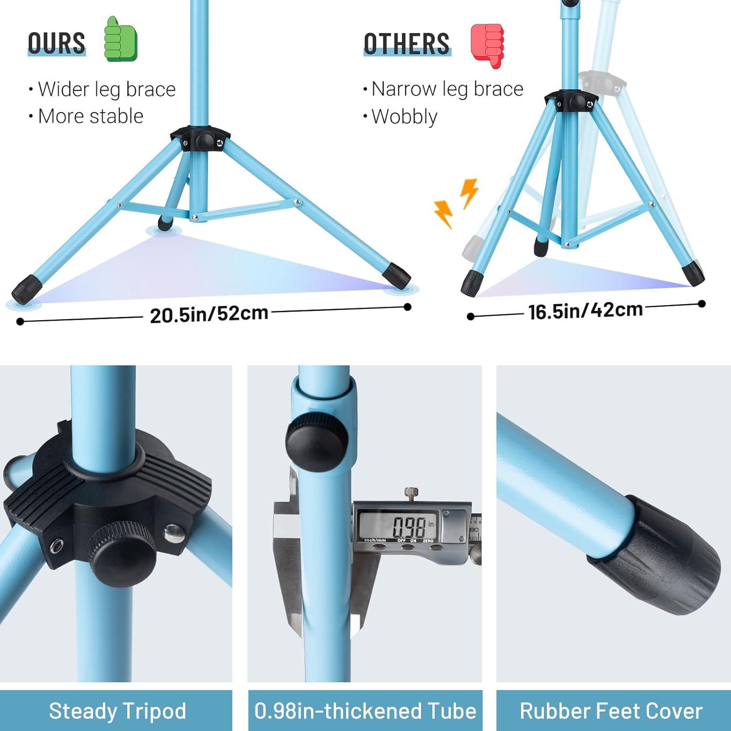 CAHAYA Sheet Music Stand & Tabletop Music Stand Solid Back with Carrying Bag for Books Notes Laptop Tablet Blue CY0194-3