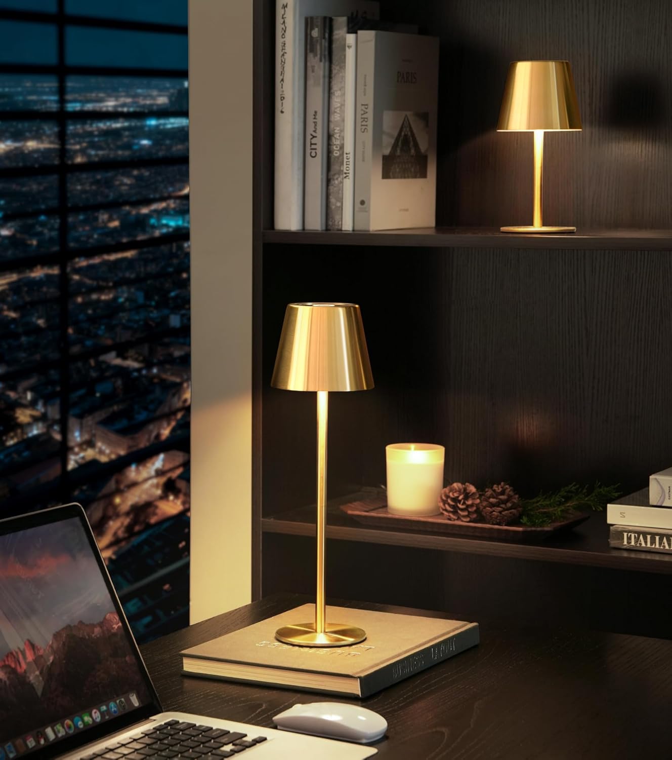 3 Pack Cordless Table Lamp, Portable Battery Operated Lamp with 3 Color Temps and Stepless Dimming, Rechargeable Table Lamp for Dinner, Desk, Cafe, Outdoor (Brushed Gold) - Image 3