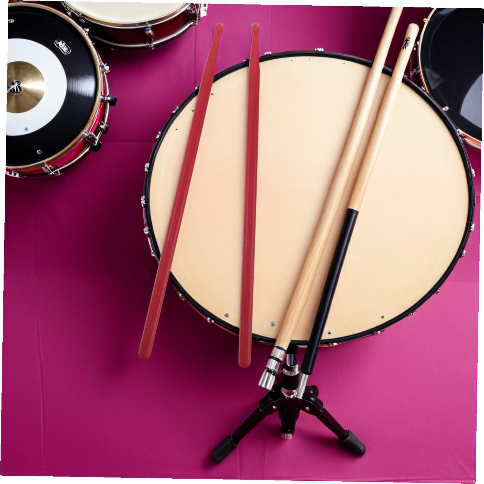 ERINGOGO wymiana szczotki bębnowej zestaw pałeczek perkusyjnych Zastępca podumia torba na perkusję obudowa Drumstick Organizator Drumstick Narzędzia perkusyjne tkanina drewniana Red
