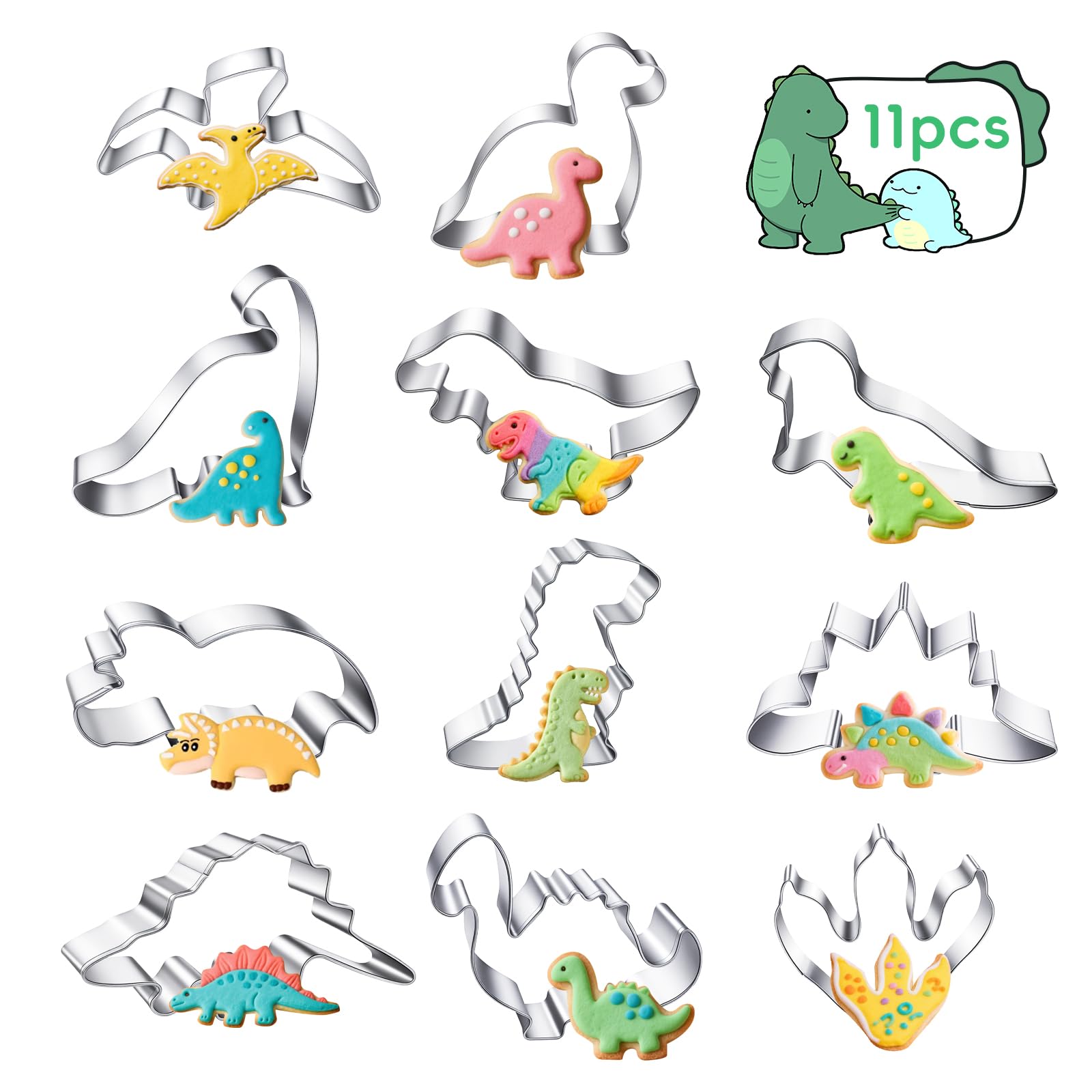 Set Di Formine Per Biscotti A Forma Di Dinosauro - 10 Pezzi