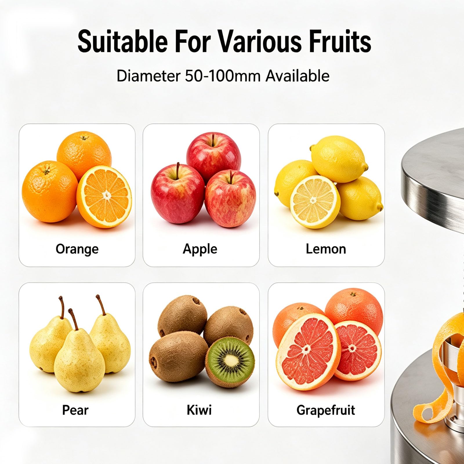 Pelapatate Professionale Per Frutta, Pelapatate Automatico In Acciaio Inox, Arresto Automatico Dopo La Pelatura, Spessore Di Pelatura Regolabile, 300-500 Pezzi Allora, Per Mele, Arance