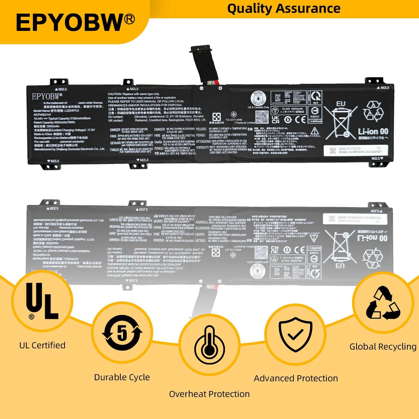 Amazon.com: EPYOBW L22D4PC0 Laptop Battery 80Wh Compatible with