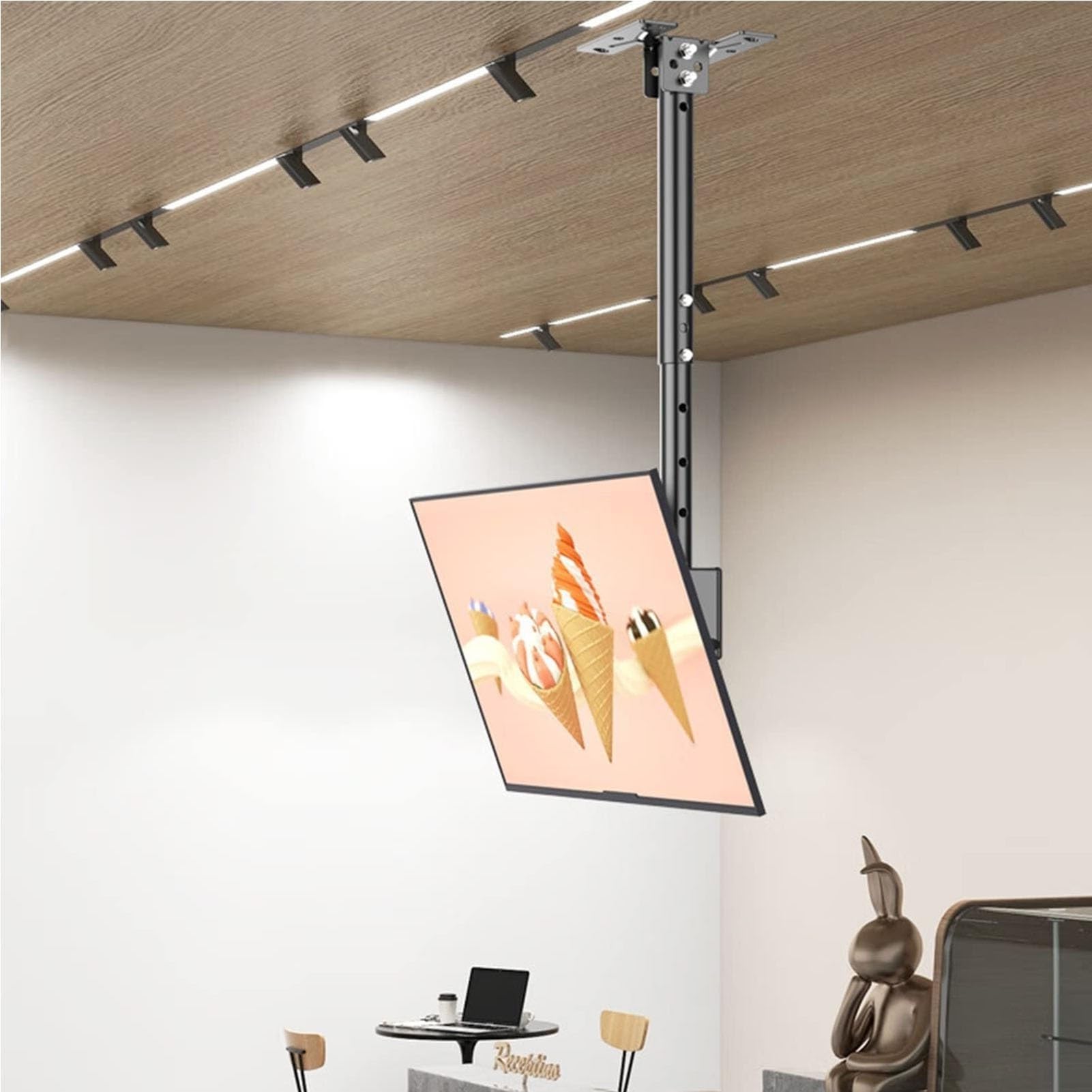 CGCSYZ Universal TV Ceiling Bracket, Telescopic Rotating Lifting Wall Mount, 360 Degree Rotating, Tilt And Swivel TV Mount, Ceiling TV Mount, Suitable For 26-60 Inch TVs, VESA Max. 400x400mm (4M)