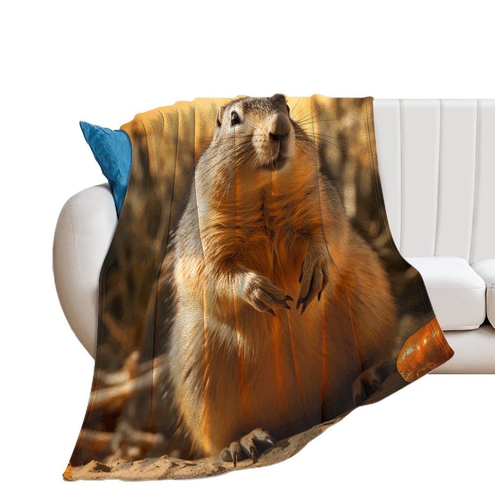 Couverture marmotte d'automne en flanelle haut de gamme pour lit
