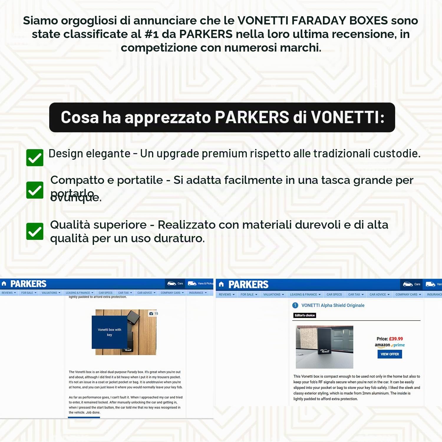 VONETTI Alpha Shield CARBONE - Premium RFID Signal Blocker Box - Smart Car Key Faraday Signal Protector, Keyless Go RFID Blocking Case, Crypto Wallet Safe Box, Signal Blocker Faraday Tin (Black)